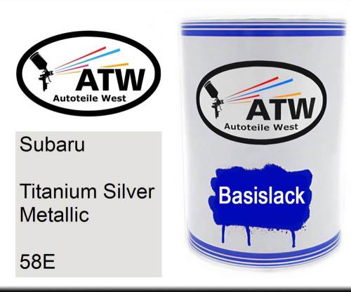 Subaru, Titanium Silver Metallic, 58E: 500ml Lackdose, von ATW Autoteile West.